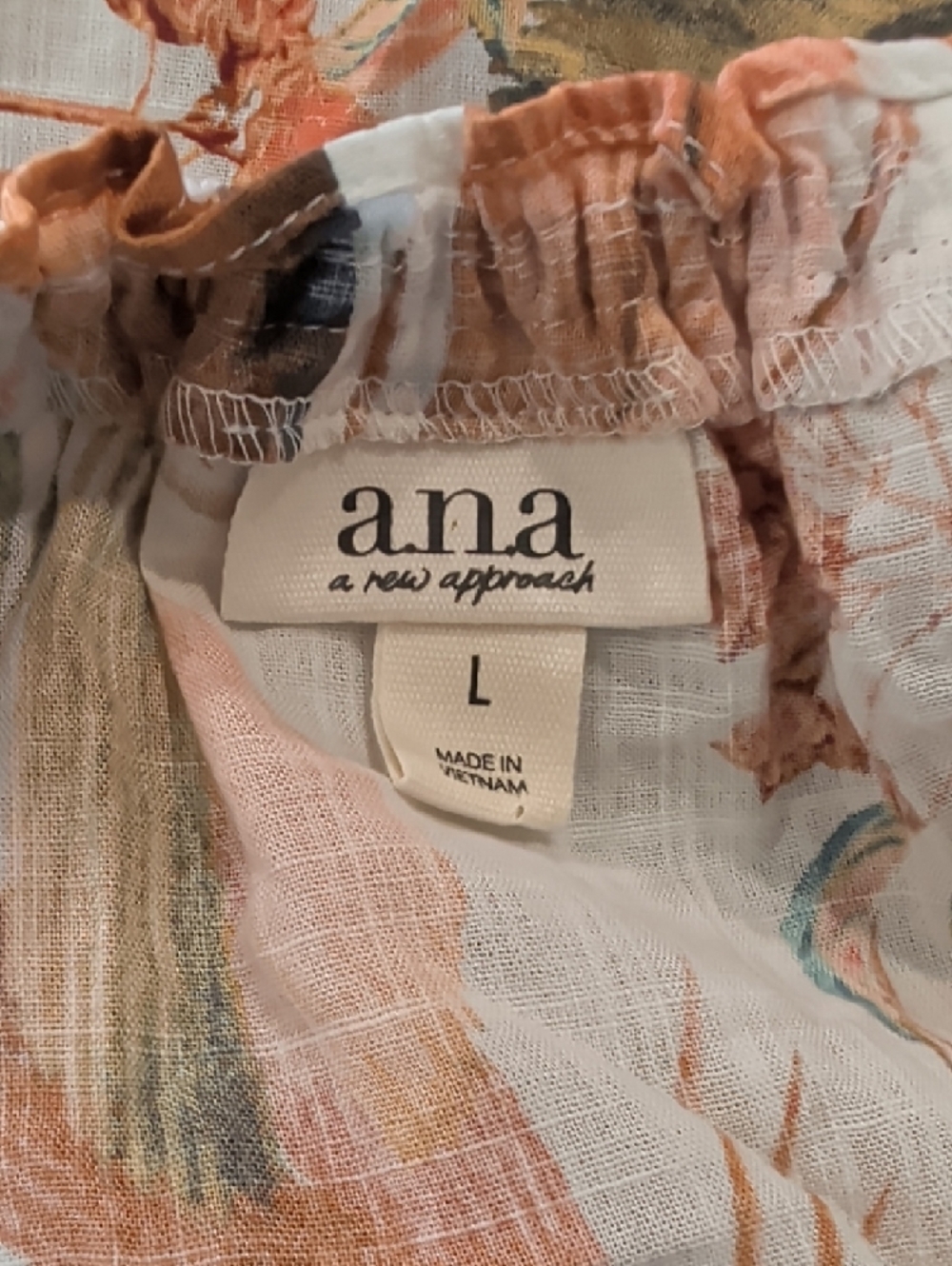 a.n.a White Off-Shoulder Floral Blouse with Orange and Green Leaves - Picture 5 of 5